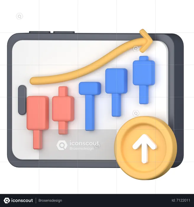 Stock market up  3D Icon