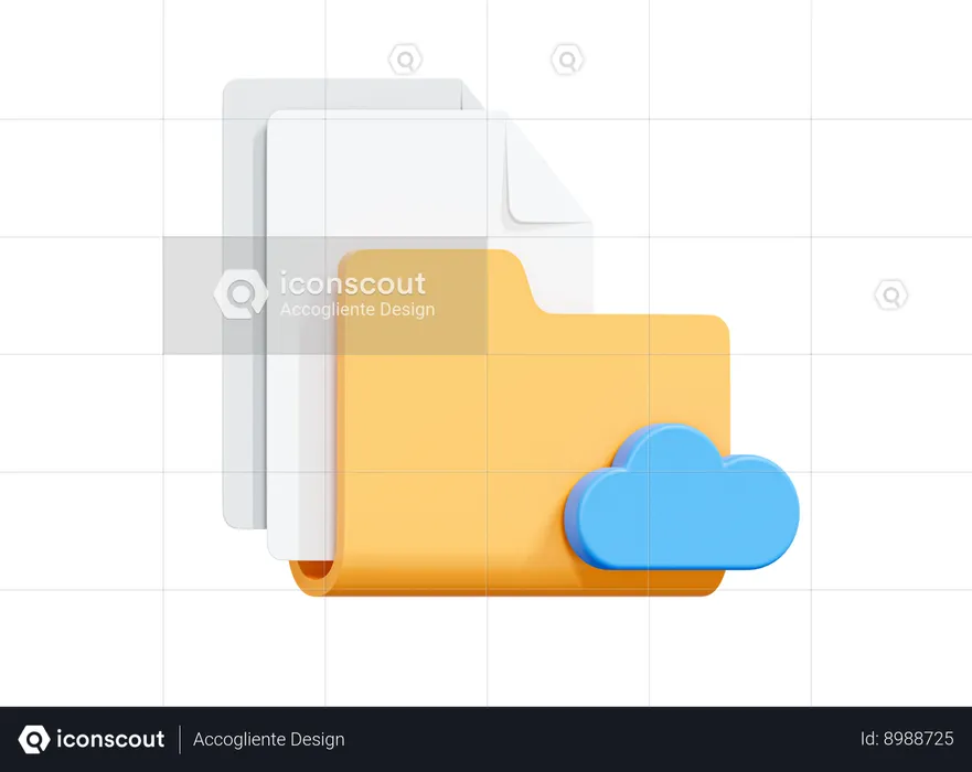 Stockage cloud des dossiers de documents  3D Icon