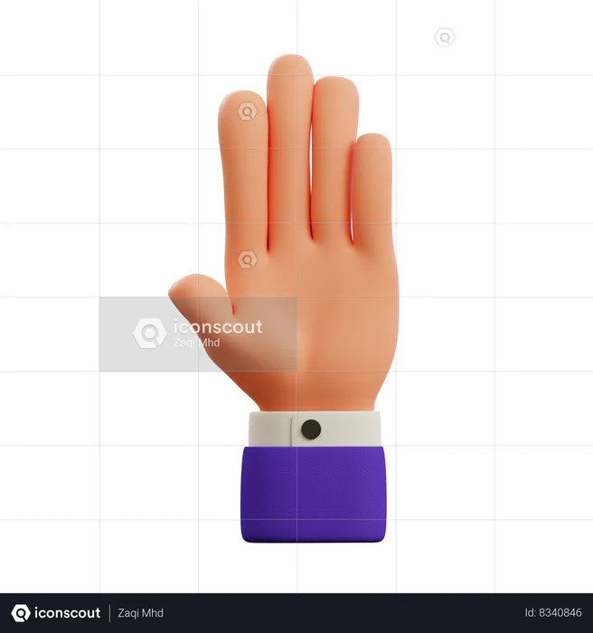 Stop hand gesture  3D Icon