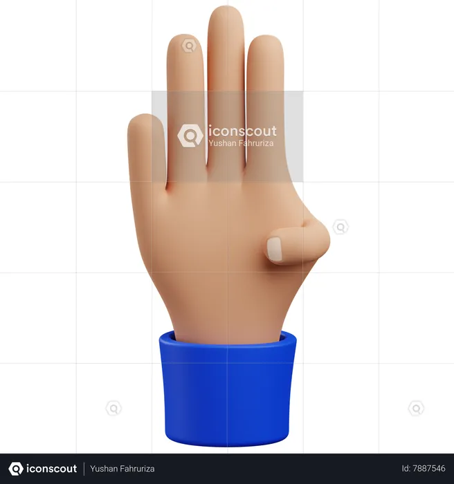 Stop hand gesture  3D Icon