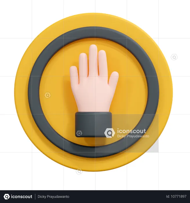 Stop hand sign  3D Icon