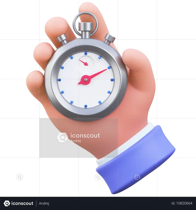 Stoppuhr in der Hand  3D Icon