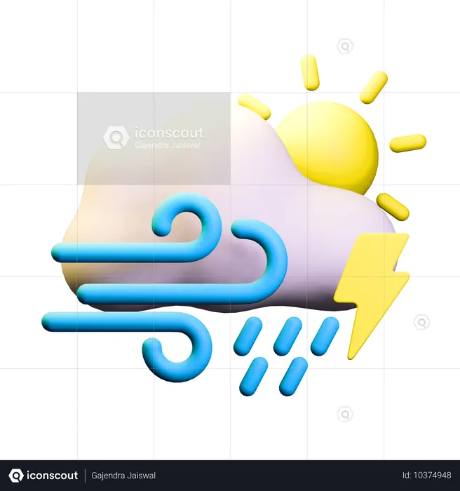 嵐の日の天気  3D Icon