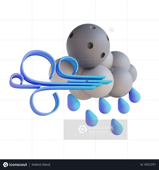 Stormy Night Rain  3D Illustration