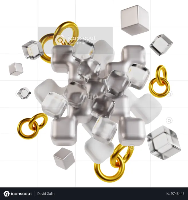 Strahlende Schneeflocke abstrakt geometrisch  3D Icon