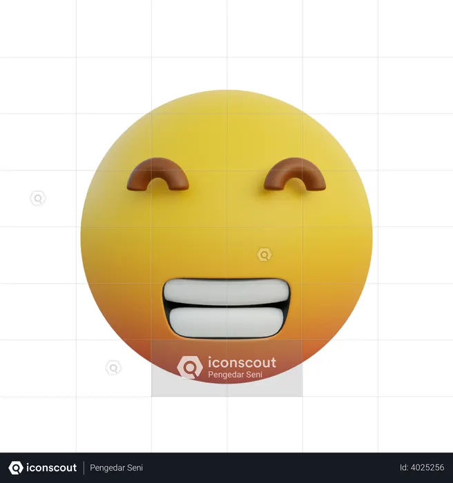 Strahlendes Gesicht mit geschlossenen Augen Emoji 3D Emoji
