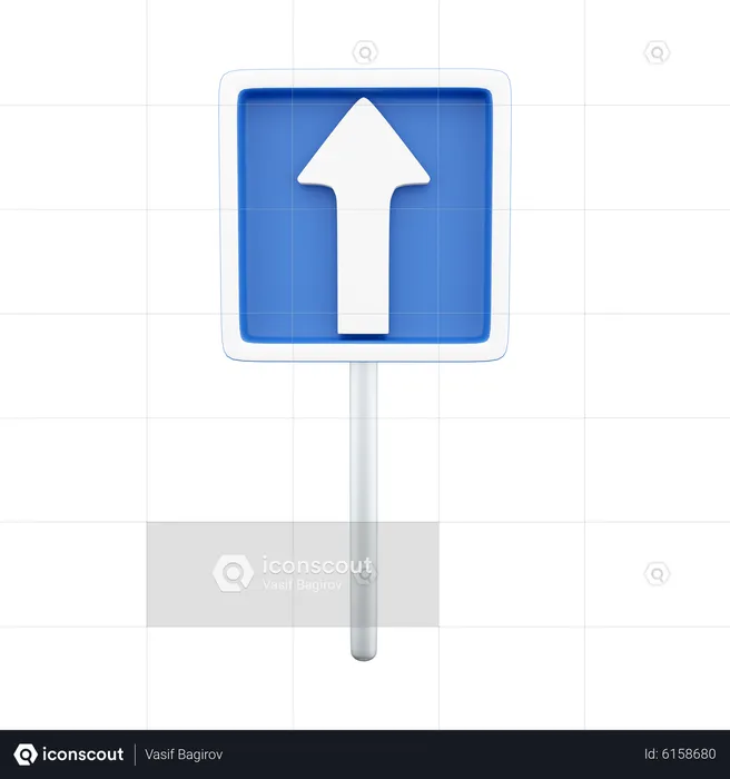 Straight Road Sign  3D Icon