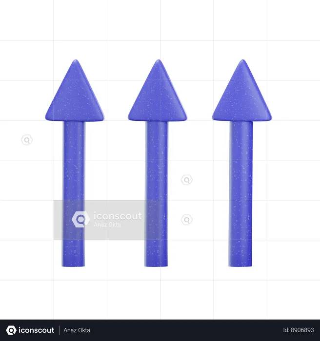 Straight Up Arrows  3D Icon