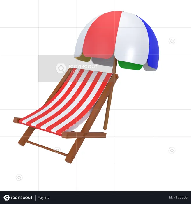 Strandstuhl mit Sonnenschirm  3D Icon