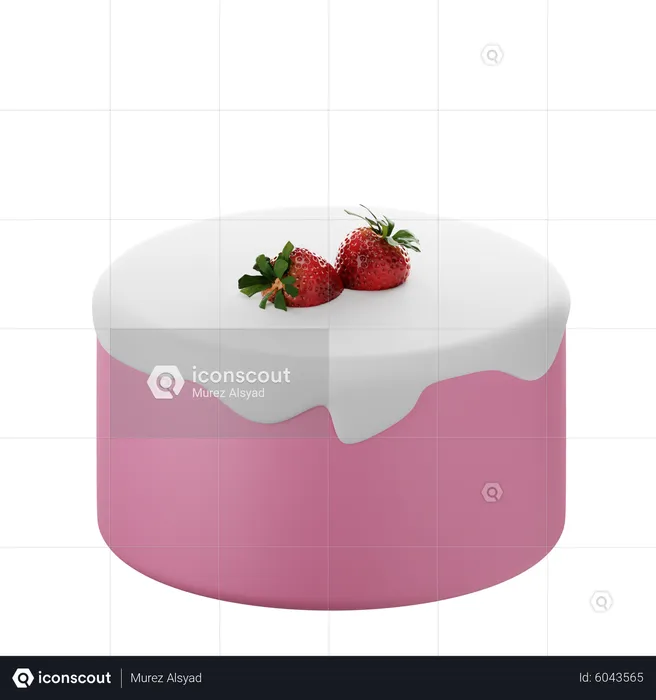 Strawberry Cake  3D Icon