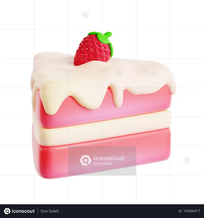 Strawberry Cake  3D Icon