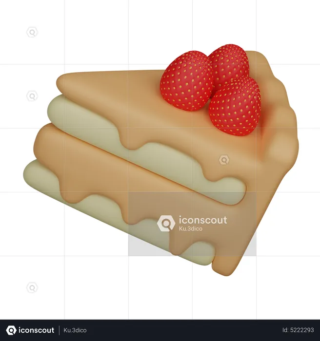 Strawberry cake 3D Icon