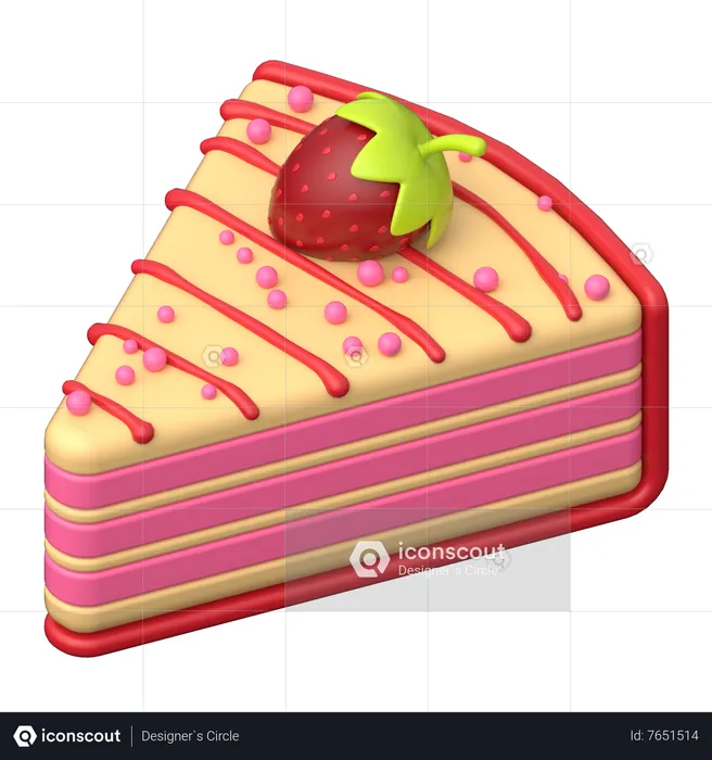 Strawberry Cake  3D Icon
