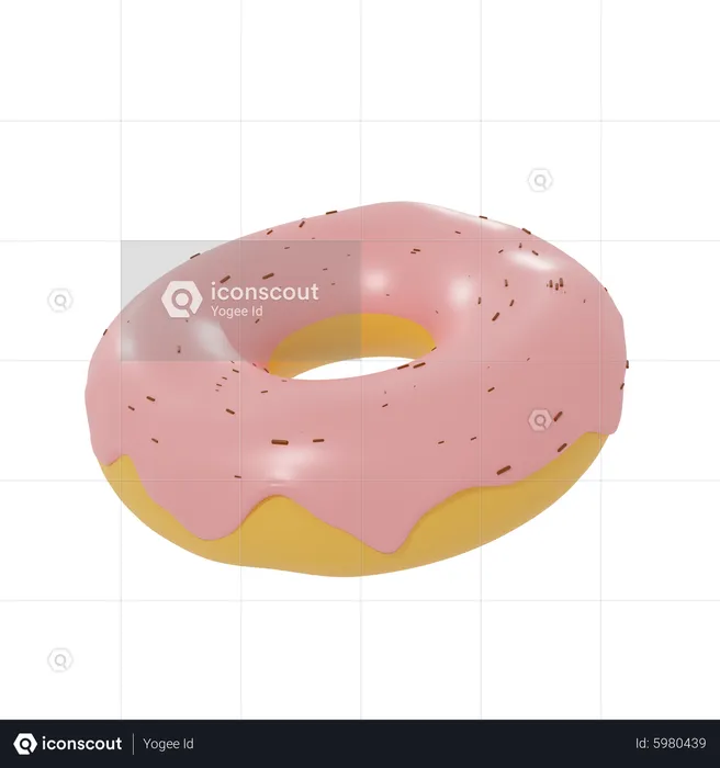 Strawberry Donut  3D Icon