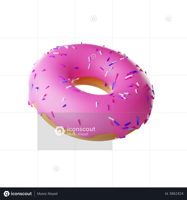 Strawberry Donut With Meses  3D Icon