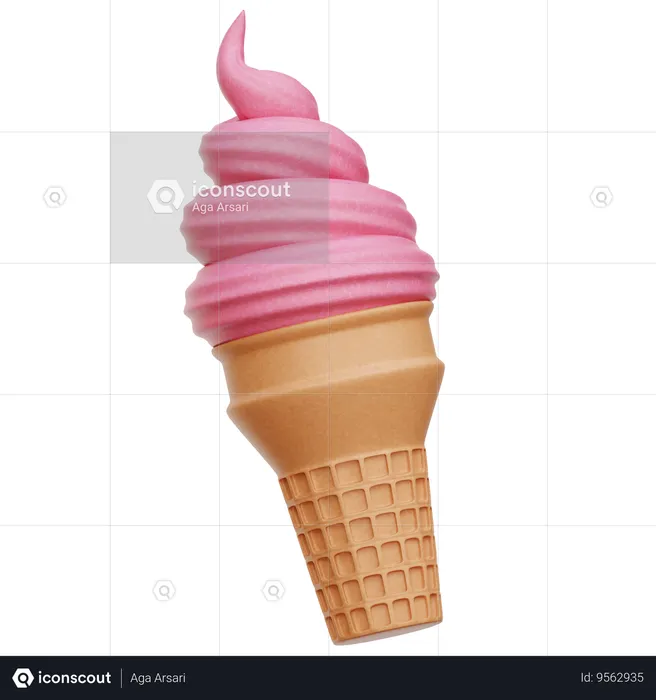 Strawberry Ice Cream  3D Icon