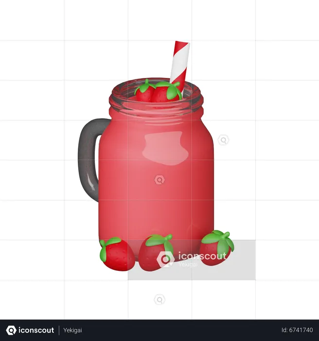 Strawberry Juice  3D Icon