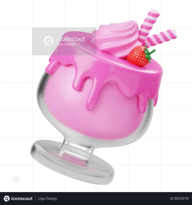Strawberry Milkshake  3D Icon