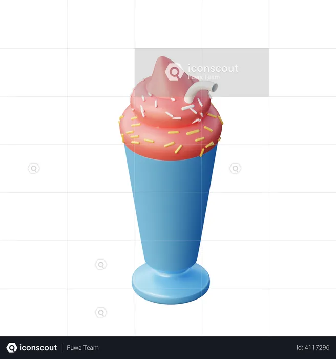 Strawberry Milkshake  3D Illustration