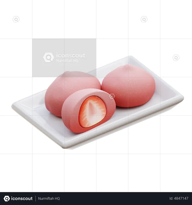 Strawberry Mochi  3D Icon