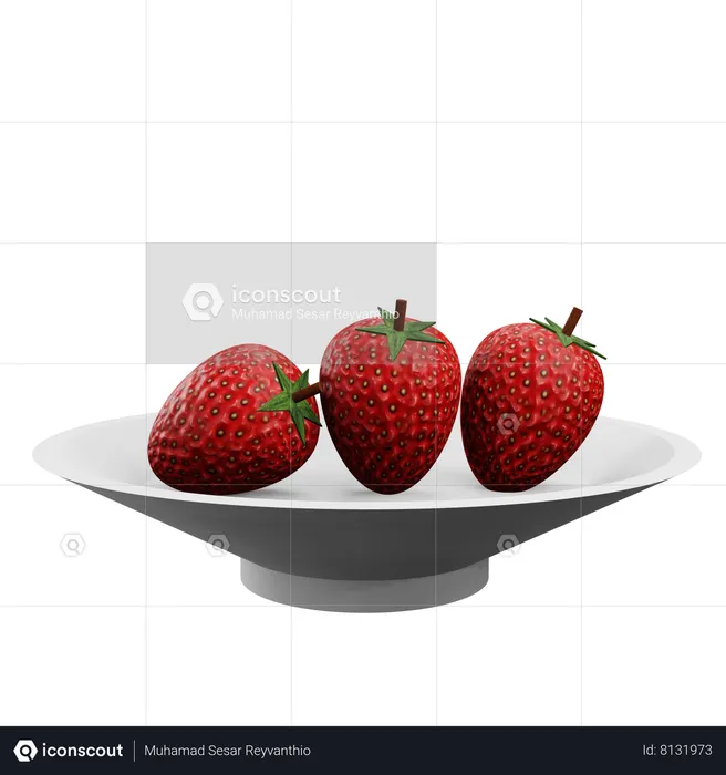 Strawberry Plate  3D Icon