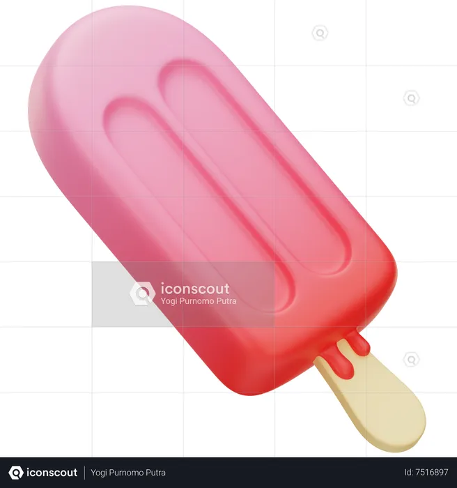 Strawberry Popsicle  3D Icon