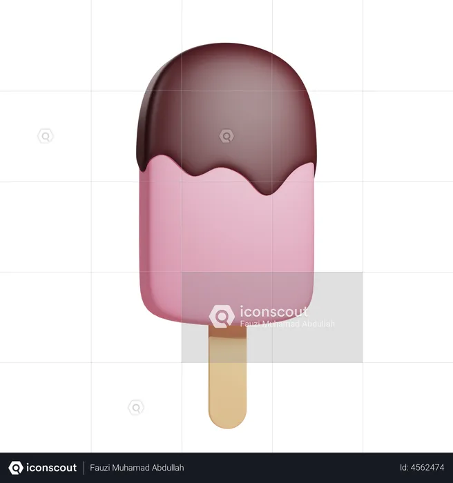 Strawberry Popsicle  3D Illustration