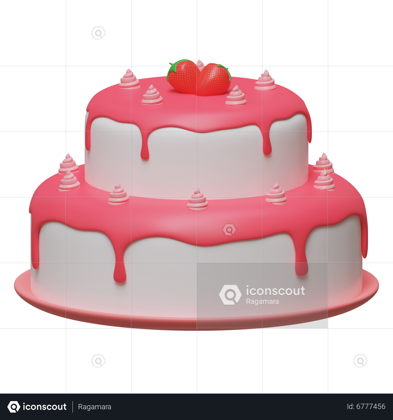 Valentine cake 3D Model - FlatPyramid