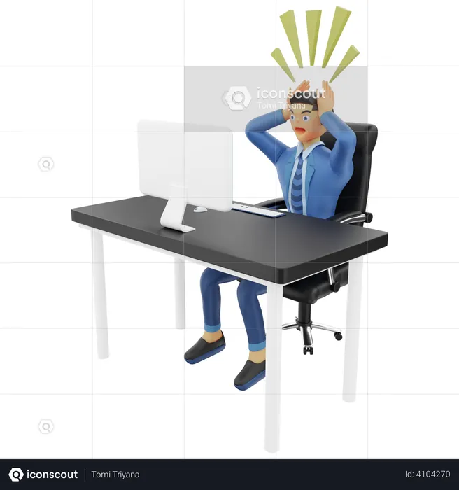 Stressed businessman at work  3D Illustration