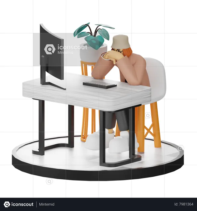 Stressful Businesswoman  3D Icon