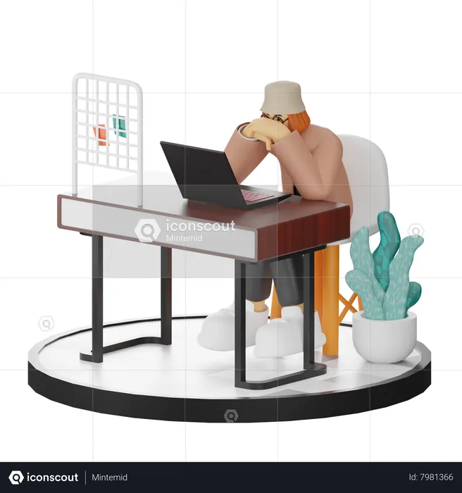 Stressful Businesswoman  3D Icon