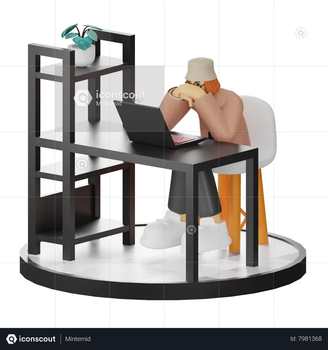 Stressful Businesswoman  3D Icon