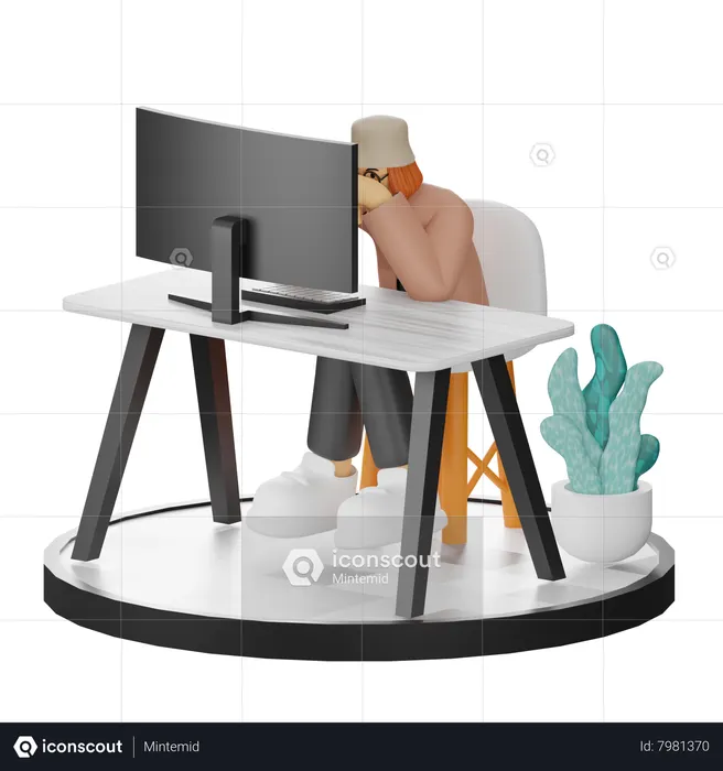 Stressful Businesswoman  3D Icon