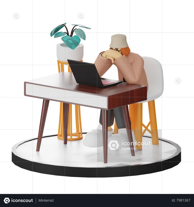 Stressful Businesswoman  3D Illustration