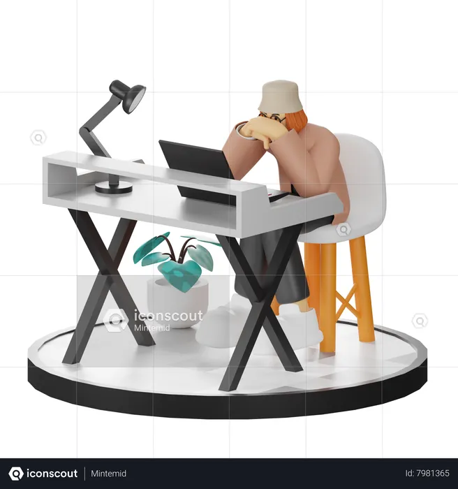 Stressful Businesswoman  3D Illustration