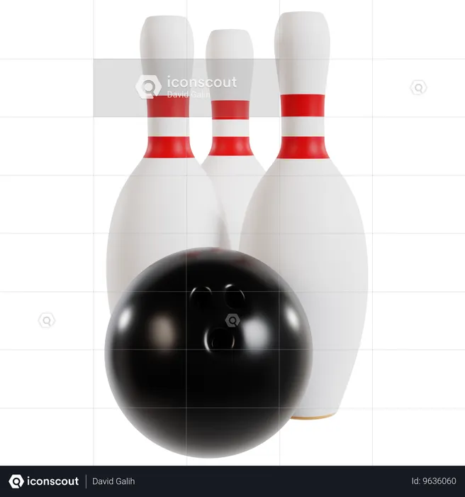 Strike In Bowling Action  3D Icon