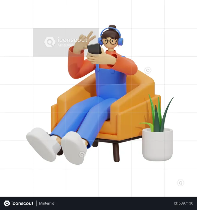 Striking a Pose for the Selfie  3D Illustration