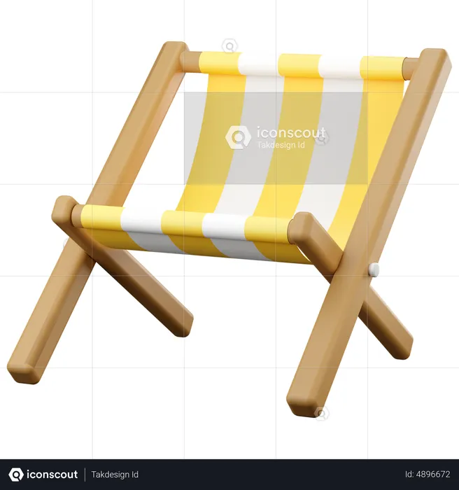 Striped beach chair  3D Icon