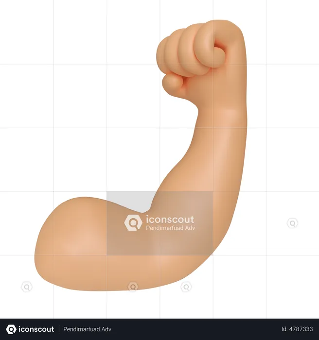 Strong Muscle Hand Gesture  3D Illustration