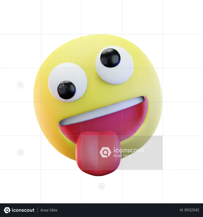 Stuck Out Tongue Winking Eye Emoji 3D Icon