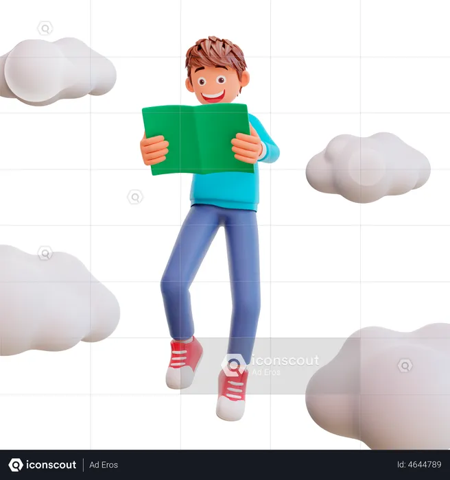 Student back to school and study in the sky  3D Illustration