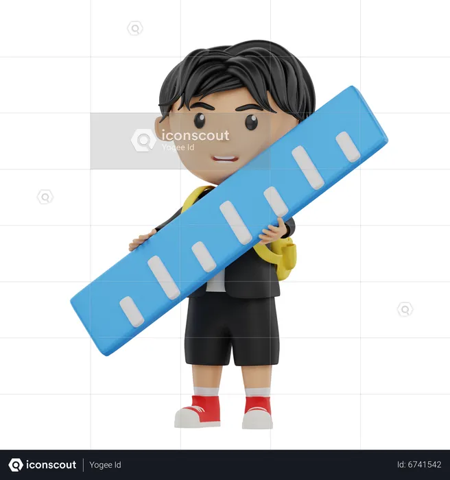 Student Bring A Ruler  3D Illustration