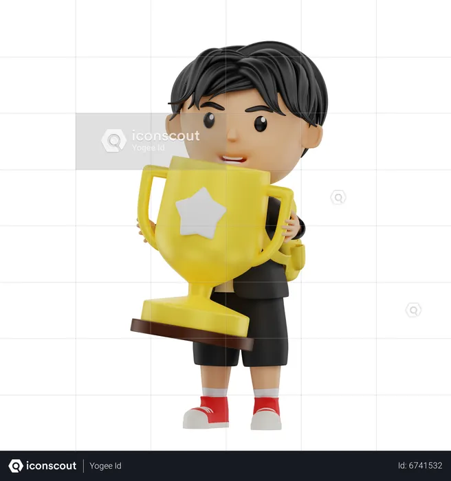 Student Bring A Trophy  3D Illustration