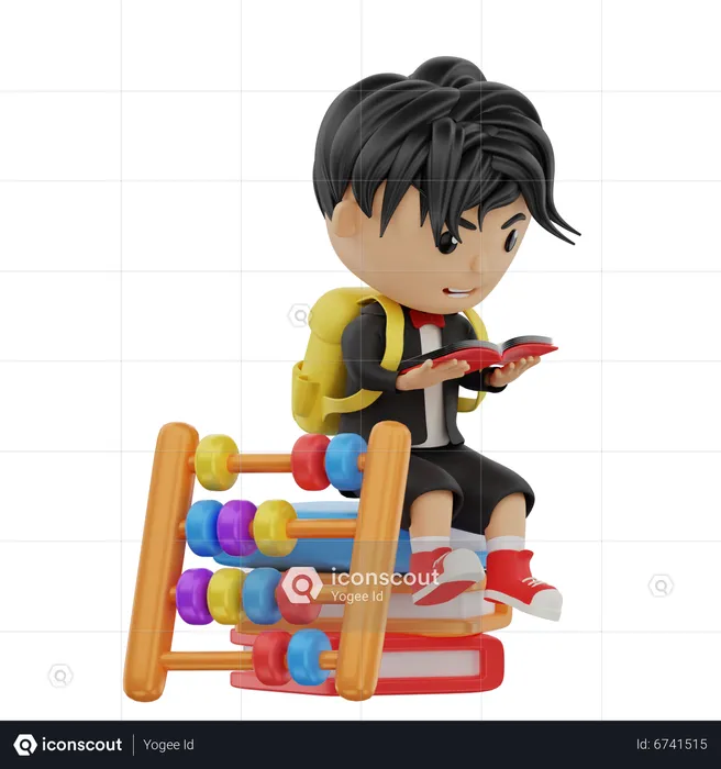 Student Bring An Abacus  3D Illustration