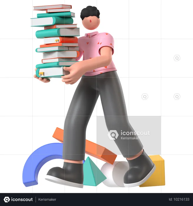 Student Bring Books  3D Illustration