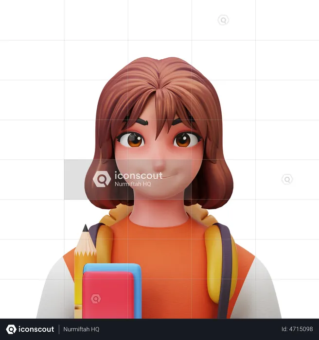 Student Girl  3D Illustration