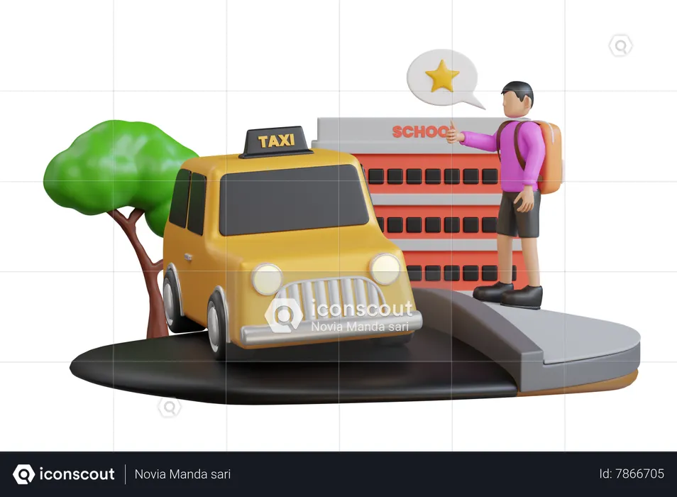 Student giving feedback on the taxi service  3D Illustration