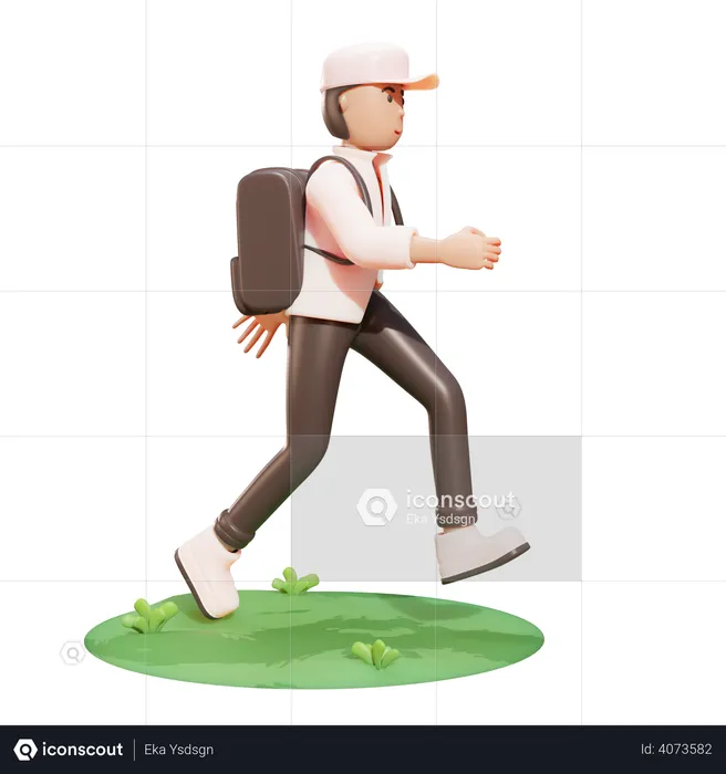 Student going to school  3D Illustration