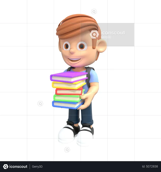 Student holding books  3D Illustration