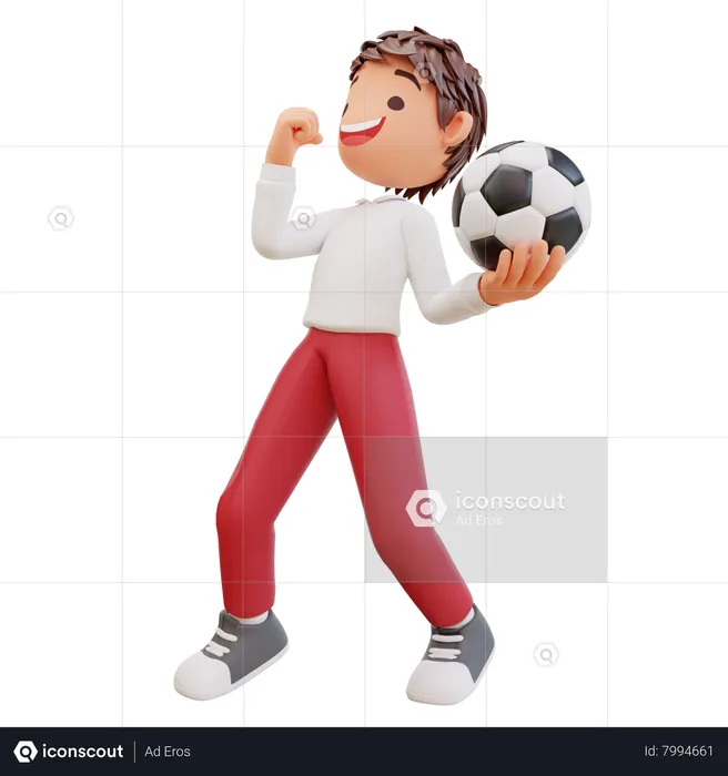 Student Holding Football  3D Illustration